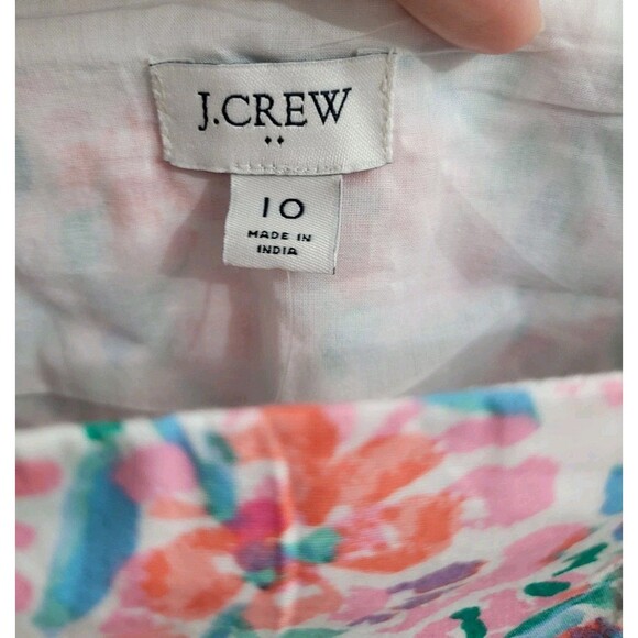NWT J.Crew Ruffle Sleeve Floral Cotton Midi Dress Pink Green Sz 10 CI215 Pockets - Picture 2 of 12